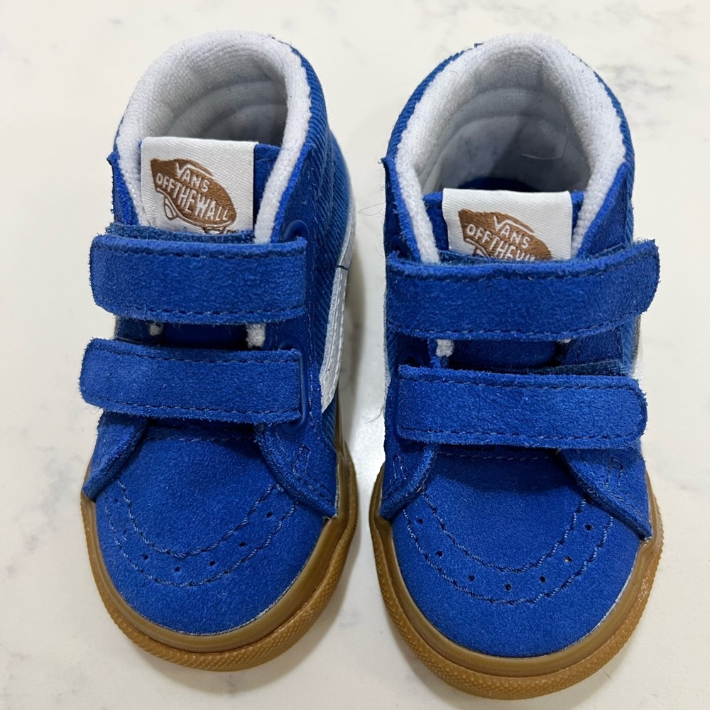 Vans Kids Blue and White High-Top Sneakers - Picture 2 of 9
